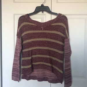Maroon and cream striped sweater